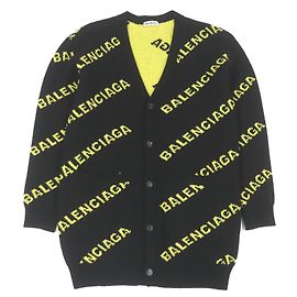 Balenciaga Jacquard logo wool cardigan