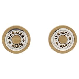 Hermes Sellier Wood Metal Earrings - Hermès