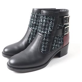 Leder-Tweed-Ankle Boots Chanel 22B G39334