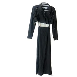 Vestido longo Jacquemus de linho preto