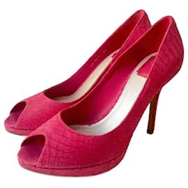 Décolleté Christian Dior in pelle di pitone rosa