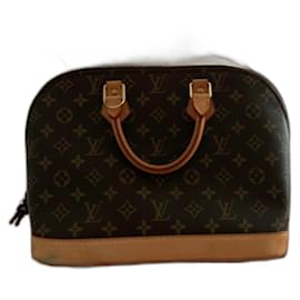 Borsa a mano Louis Vuitton Alma Monogramma Pelle Marrone Scuro