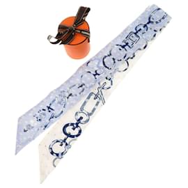 Hermès Twilly de Les Boucles Broderie Anglaise Silk Scarf