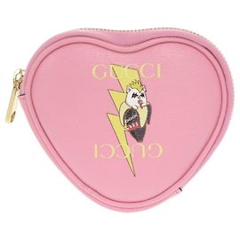Monedero de cuero en forma de corazón Gucci x Bananya