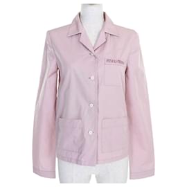 Miu Miu Chemise en coton avec broderie logo MIUMIU