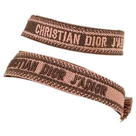 Set de dos pulseras Christian Dior rosa de tela