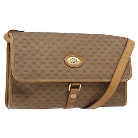 Gucci Borsa a spalla Micro GG Supreme in PVC Beige Oro Auth BA4331