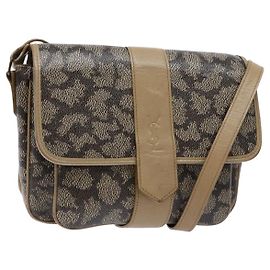 Saint Laurent Borsa a Spalla in PVC Pelle Beige Grigio Auth bs28744