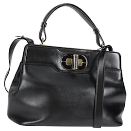 Bulgari Borsa a mano BVLGARI in pelle 2 in 1 nera e oro Auth 133425