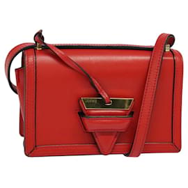 Borsa a Spalla LOEWE Barcelona in Pelle Rossa Oro Auth 138556