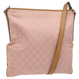 Borsa a Spalla GG Canvas Gucci Rosa Argento 113013 Auth 136109