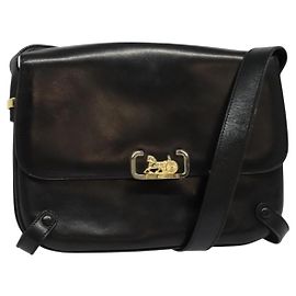 Céline Borsa a Spalla CELINE in Pelle Nera Oro Auth 138409