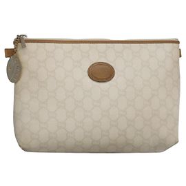 GUCCI GG Plus Supreme Clutch Bag PVC Branco Auth bs28632