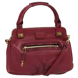 Chloé Borsa a mano in pelle Chloe Margaret 2 in 1 Rosso Vino Oro Auth BA4349