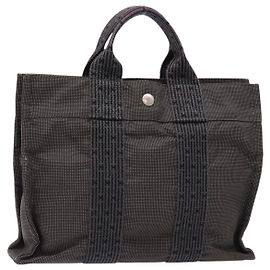Hermès HERMES Borsa a Mano Her Line PM Tela Grigia Argento Auth 129601