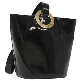 Céline Borsa a Spalla CELINE Circle Smalto Nero Oro Auth 137438