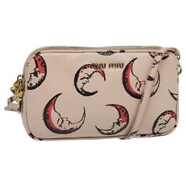 Miu Miu Shoulder Bag Leather Pink Gold Auth 138543