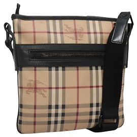 Burberry Nova Check Schultertasche PVC Beige Auth 137777