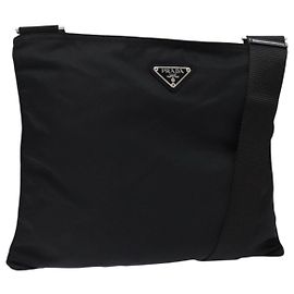 Borsa a Spalla PRADA Nylon Nero Argento Autentica 137512