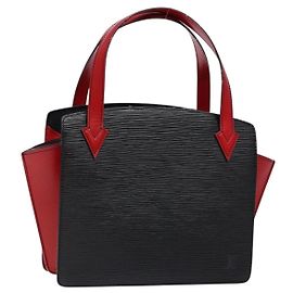 LOUIS VUITTON Bolsa de Mão Varenne Bicolor Epi Preto Vermelho M52387 LV Auth 138674