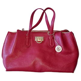 Borsa a mano DKNY in pelle rossa con dettagli dorati - Dkny