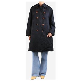 Autre Marque Abrigo jacquard negro de doble botonadura con lazo - tamaño S