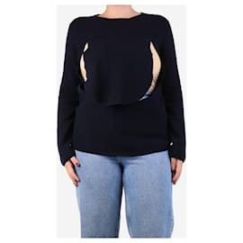 Navyblauer gerippter Klapppullover - Größe M - Comme Des Garcons