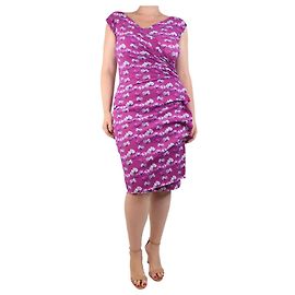 Autre Marque Vestido midi asimétrico de flores moradas - talla UK 14