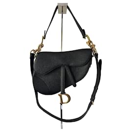 Dior Saddle Tasche aus schwarzem genarbtem Leder