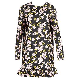 Vestido de longitud a la rodilla con volantes y estampado floral de Marni en seda multicolor