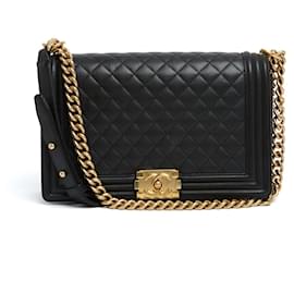Chanel Große Boy Tasche 2015 Schwarzes Leder Goldene Hardware Chanel Große Boy Tasche