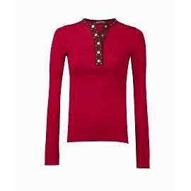 Top Alexander McQueen, modello Red Knit Henley.
