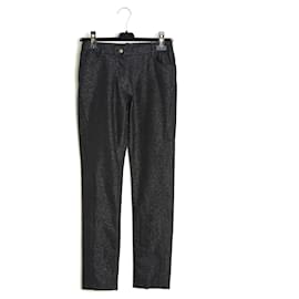 Chanel 2005 Pantaloni in Denim Neri Lucidi FR36 UK8 US27