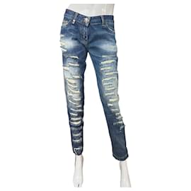 Jean Philipp Plein Milkshake boyfriend déchiré bleu coton