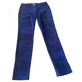 Chanel Jeans Blu Elettrico e Nero Taglia 38