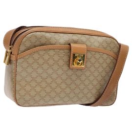 Céline Borsa a Spalla in Tela Macadam CELINE PVC Beige Oro Auth 138813