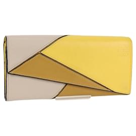 LOEWE Puzzle Anagram Long Wallet Leder Gelb Auth 134883M