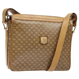 Céline Borsa a Spalla in Tela Macadam CELINE Beige Oro Auth ki5971