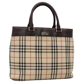 Borsa a mano in tela beige con motivo Nova Check Burberry argento autentica 139256