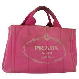 PRADA Canapa PM Borsa a mano in tela rosa oro Auth bs28699