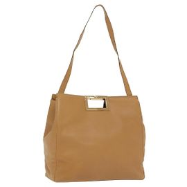 Borsa a Spalla Salvatore Ferragamo in Pelle Beige Oro Auth bs28483