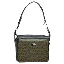 Céline Bolso de Hombro Celine C Sulky PVC Marino Oro Auth 138407
