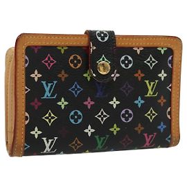 LOUIS VUITTON Multicolor Portemonnaie Viennois Schwarz M92988 Auth 134906