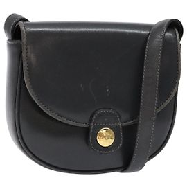Céline CELINE Schultertasche aus Leder Grau Gold Auth 139263