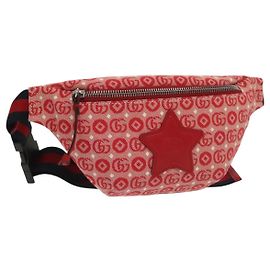 Borsa per Bambini Sherry Line in Tela e Pelle Rossa Argento GUCCI 502095 Auth 138552