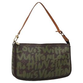 LOUIS VUITTON Pochette Accessoires Graffiti Pouch Khaki M92191 LV Auth bs28566
