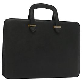 Borsa da lavoro in pelle nera e oro Salvatore Ferragamo Auth bs28482