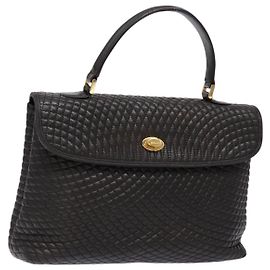 BALLY Sac à main Matelassé en cuir noir et or Auth ki5898