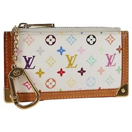 LOUIS VUITTON Pochette Cles Monedero Multicolor Blanco M92655 LV Auth 134684V