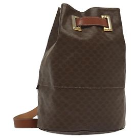 Céline Borsa a Spalla in Tela Macadam CELINE in Pelle PVC Marrone Oro Auth 136070